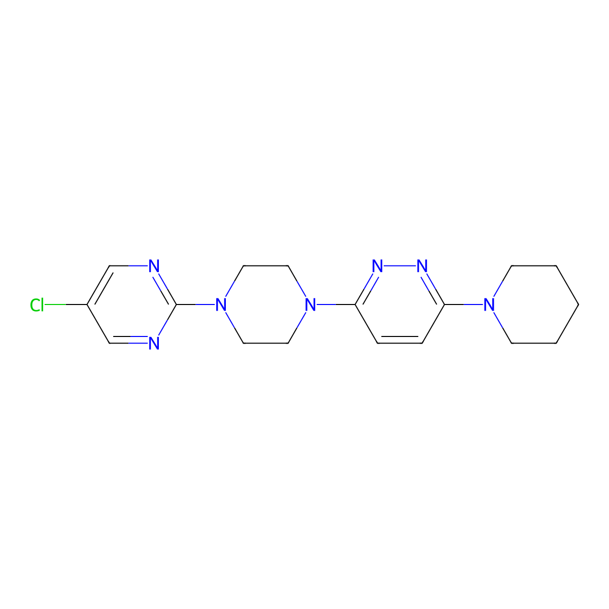 3-[4-(5-Chloropyrimidin-2-yl)piperazin-1-yl]-6-(piperidin-1-yl)pyridazine molecular structure, CAS 2877654-18-5