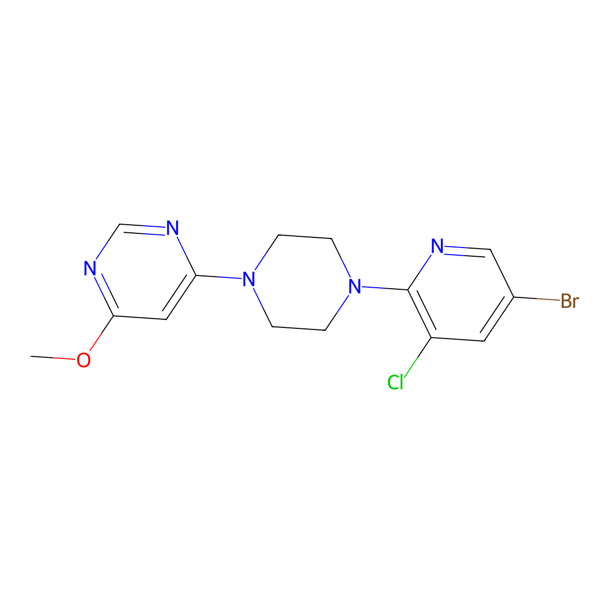 4-[4-(5-Bromo-3-chloropyridin-2-yl)piperazin-1-yl]-6-methoxypyrimidine molecular structure, CAS 2877654-20-9