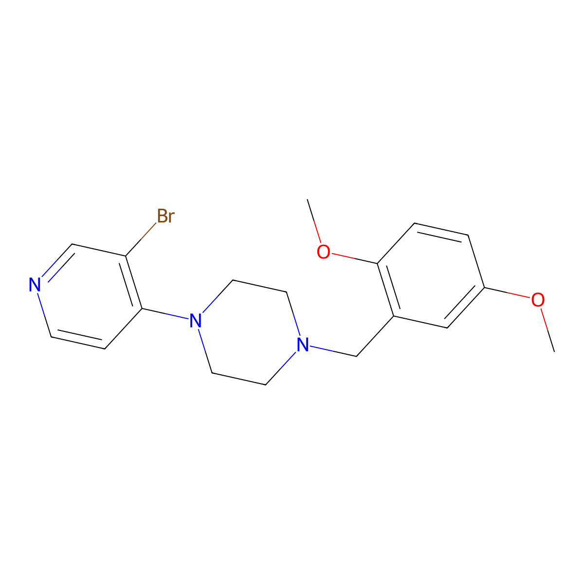 1-(3-Bromopyridin-4-yl)-4-[(2,5-dimethoxyphenyl)methyl]piperazine molecular structure, CAS 2877654-37-8