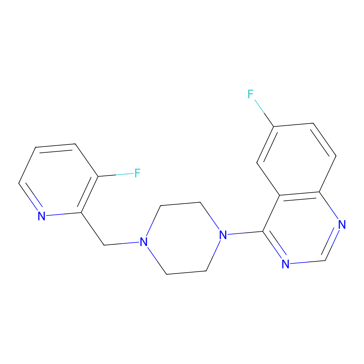 6-Fluoro-4-{4-[(3-fluoropyridin-2-yl)methyl]piperazin-1-yl}quinazoline molecular structure, CAS 2877654-47-0