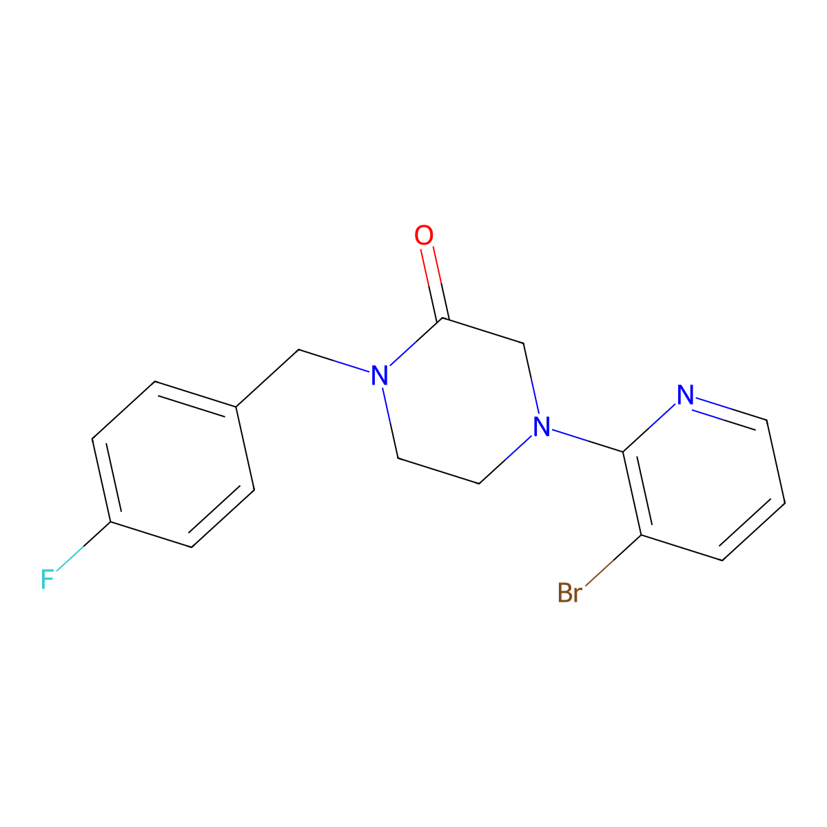 4-(3-Bromopyridin-2-yl)-1-[(4-fluorophenyl)methyl]piperazin-2-one molecular structure, CAS 2877654-49-2
