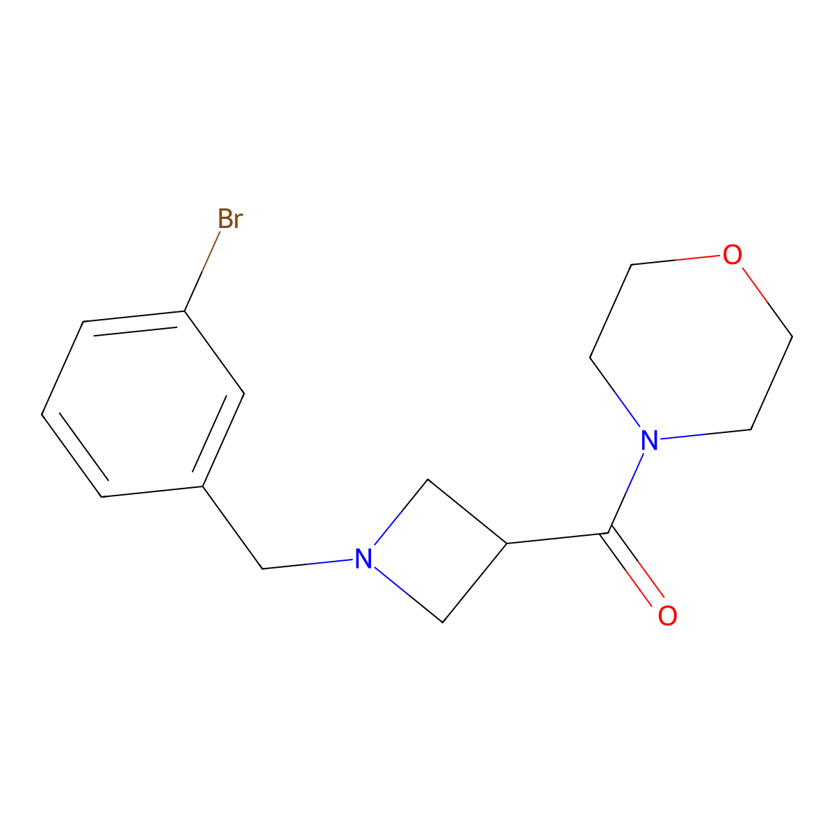 4-{1-[(3-Bromophenyl)methyl]azetidine-3-carbonyl}morpholine molecular structure, CAS 2877654-54-9