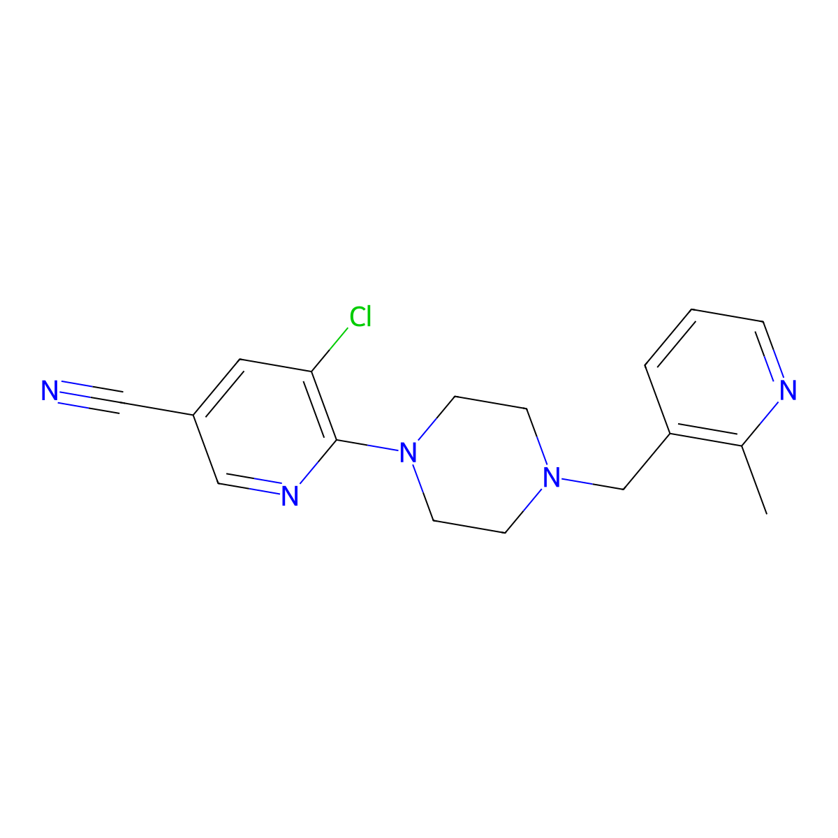 5-Chloro-6-{4-[(2-methylpyridin-3-yl)methyl]piperazin-1-yl}pyridine-3-carbonitrile molecular structure, CAS 2877654-55-0
