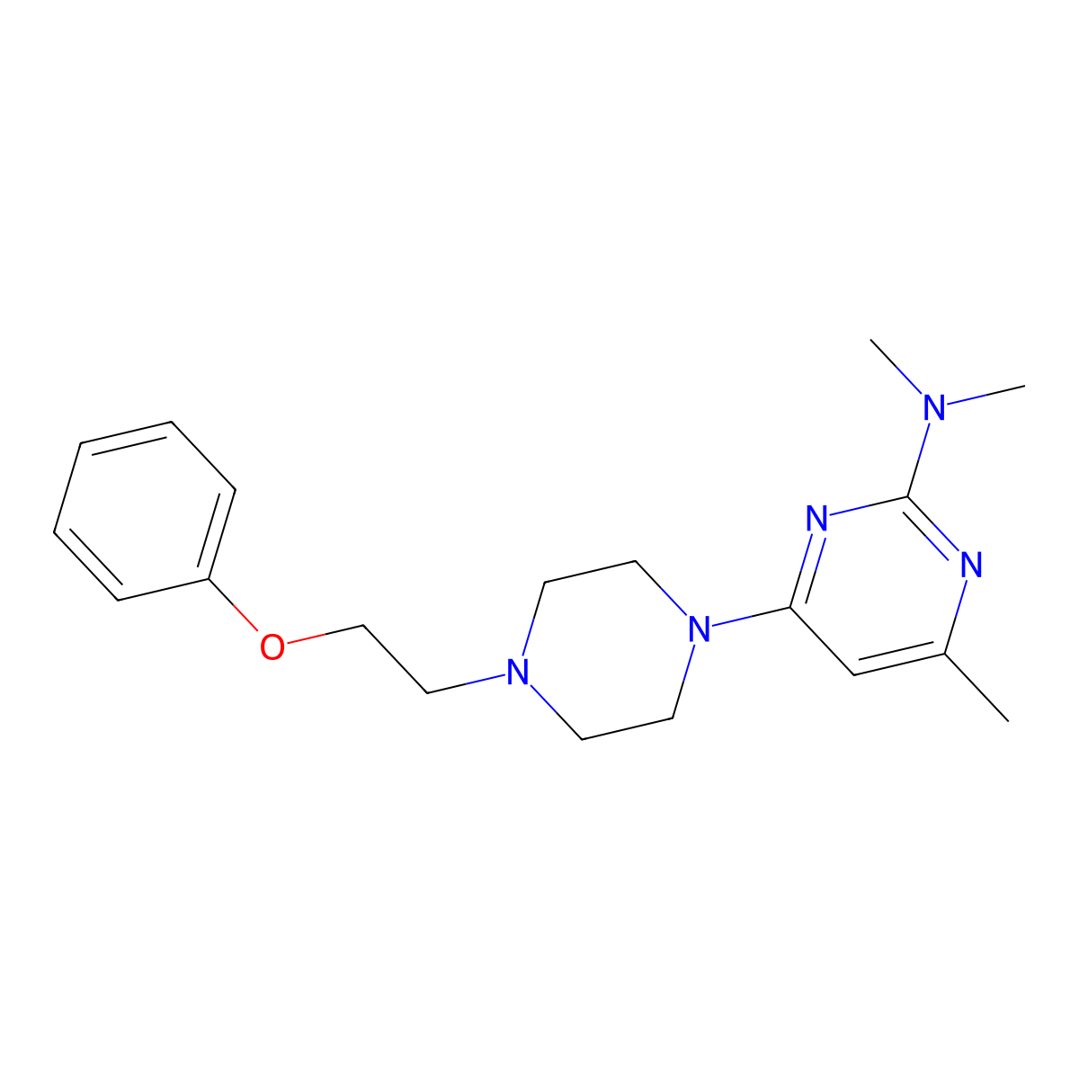 N,N,4-trimethyl-6-[4-(2-phenoxyethyl)piperazin-1-yl]pyrimidin-2-amine molecular structure, CAS 2877654-59-4
