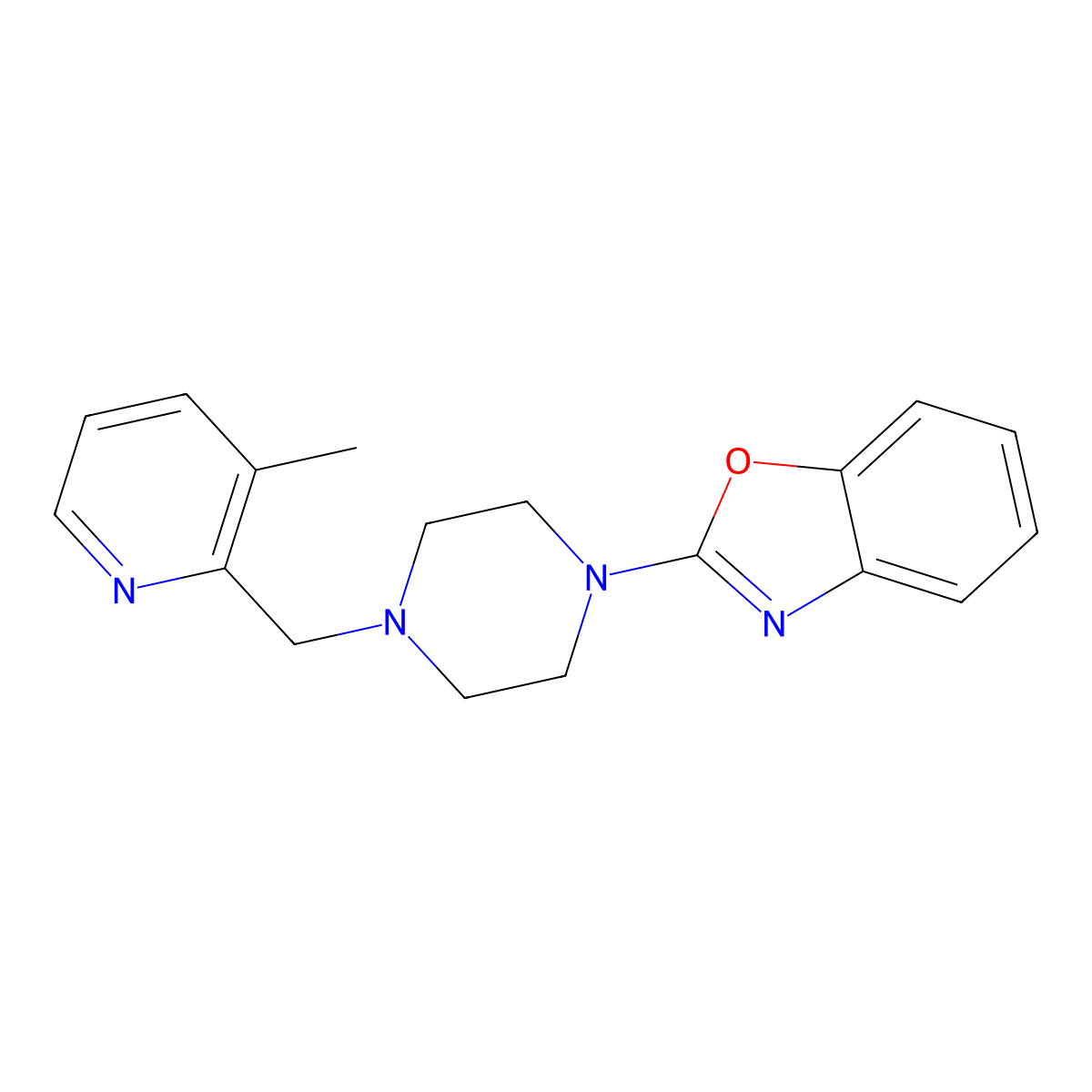 2-{4-[(3-Methyl-2-pyridinyl)methyl]-1-piperazinyl}-1,3-benzoxazole molecular structure, CAS 2877654-71-0