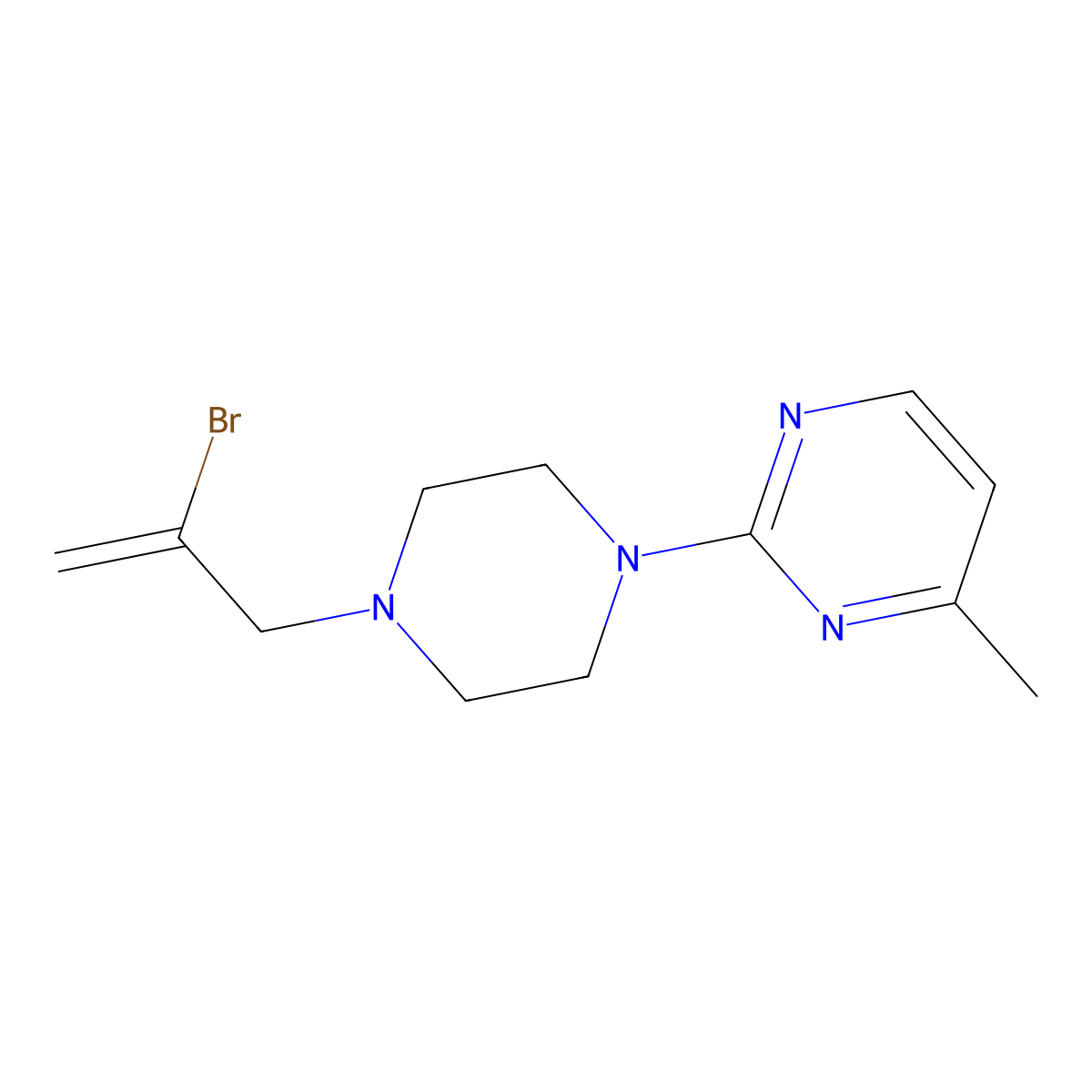 2-[4-(2-Bromoprop-2-en-1-yl)piperazin-1-yl]-4-methylpyrimidine molecular structure, CAS 2877654-75-4