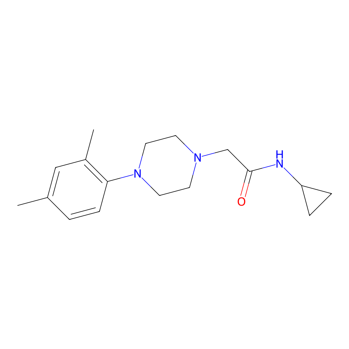 N-cyclopropyl-2-[4-(2,4-dimethylphenyl)piperazin-1-yl]acetamide molecular structure, CAS 2877654-79-8