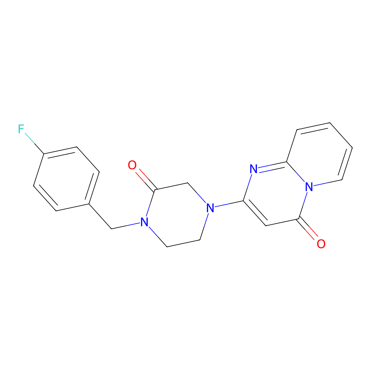 1-[(4-fluorophenyl)methyl]-4-{4-oxo-4H-pyrido[1,2-a]pyrimidin-2-yl}piperazin-2-one molecular structure, CAS 2877654-82-3