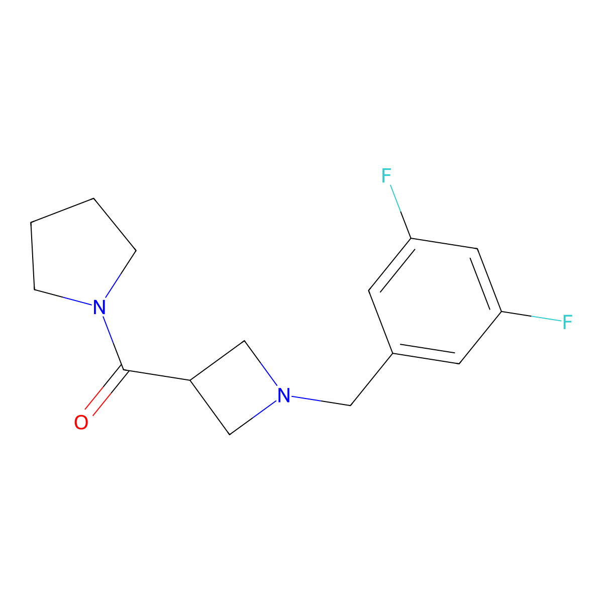 1-{1-[(3,5-Difluorophenyl)methyl]azetidine-3-carbonyl}pyrrolidine molecular structure, CAS 2877654-83-4