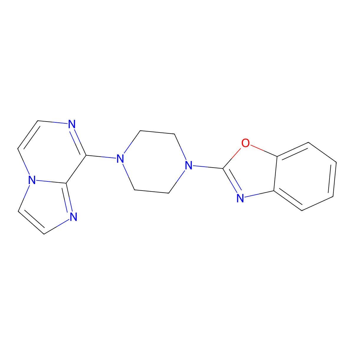 2-(4-{Imidazo[1,2-a]pyrazin-8-yl}piperazin-1-yl)-1,3-benzoxazole molecular structure, CAS 2877654-85-6