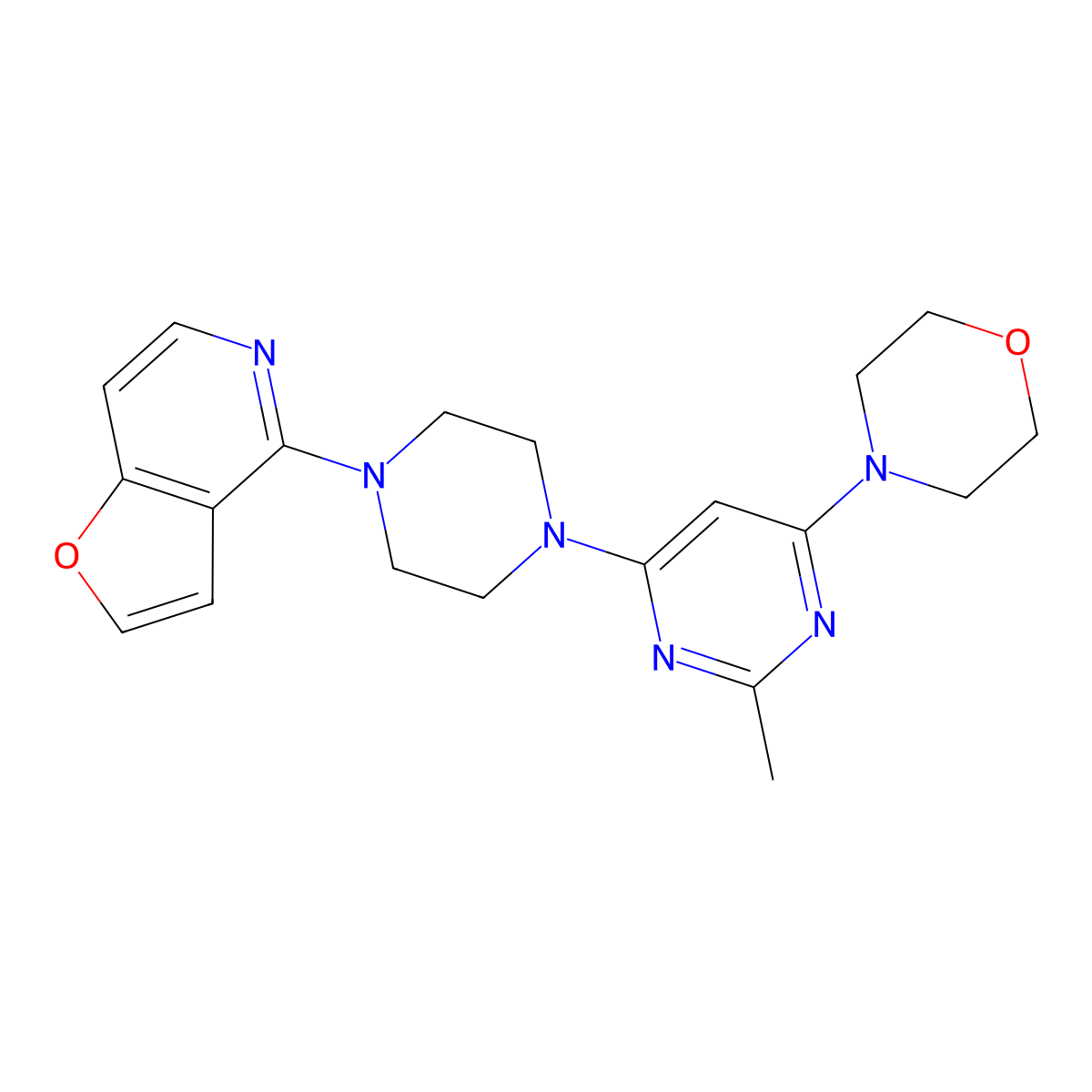 4-[6-(4-{Furo[3,2-c]pyridin-4-yl}piperazin-1-yl)-2-methylpyrimidin-4-yl]morpholine molecular structure, CAS 2877654-91-4