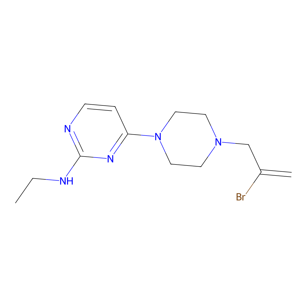 4-[4-(2-bromoprop-2-en-1-yl)piperazin-1-yl]-N-ethylpyrimidin-2-amine molecular structure, CAS 2877654-93-6