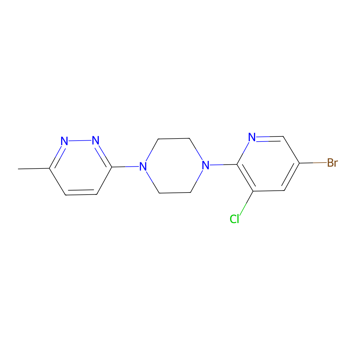 3-[4-(5-Bromo-3-chloropyridin-2-yl)piperazin-1-yl]-6-methylpyridazine molecular structure, CAS 2877654-98-1
