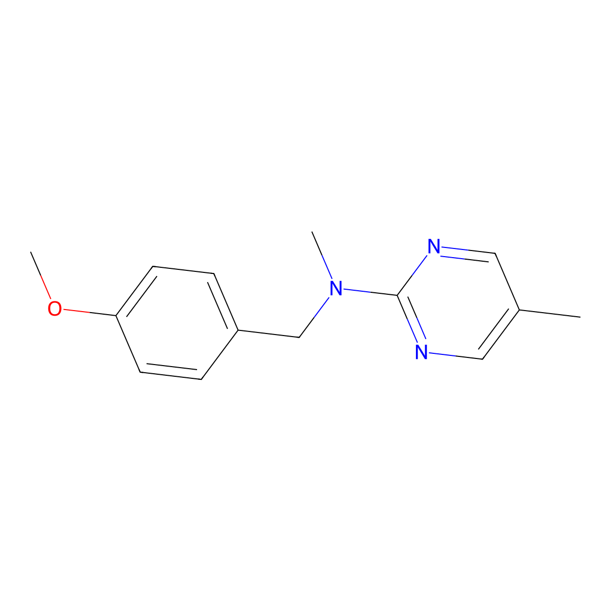 N-[(4-methoxyphenyl)methyl]-N,5-dimethylpyrimidin-2-amine molecular structure, CAS 2877655-65-5