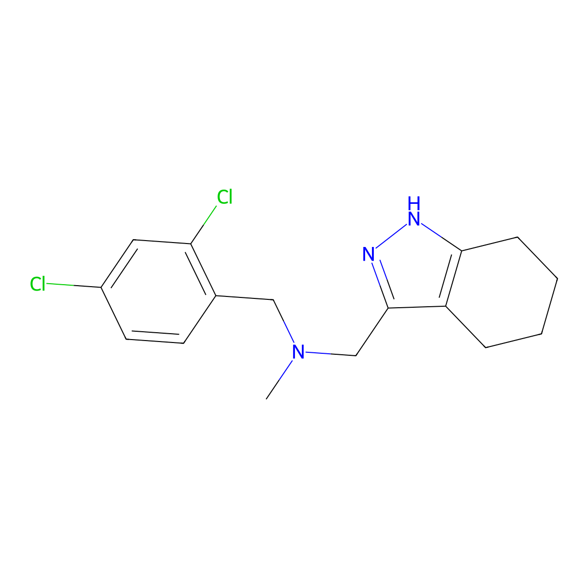 [(2,4-dichlorophenyl)methyl](methyl)[(4,5,6,7-tetrahydro-1H-indazol-3-yl)methyl]amine molecular structure, CAS 2877655-66-6