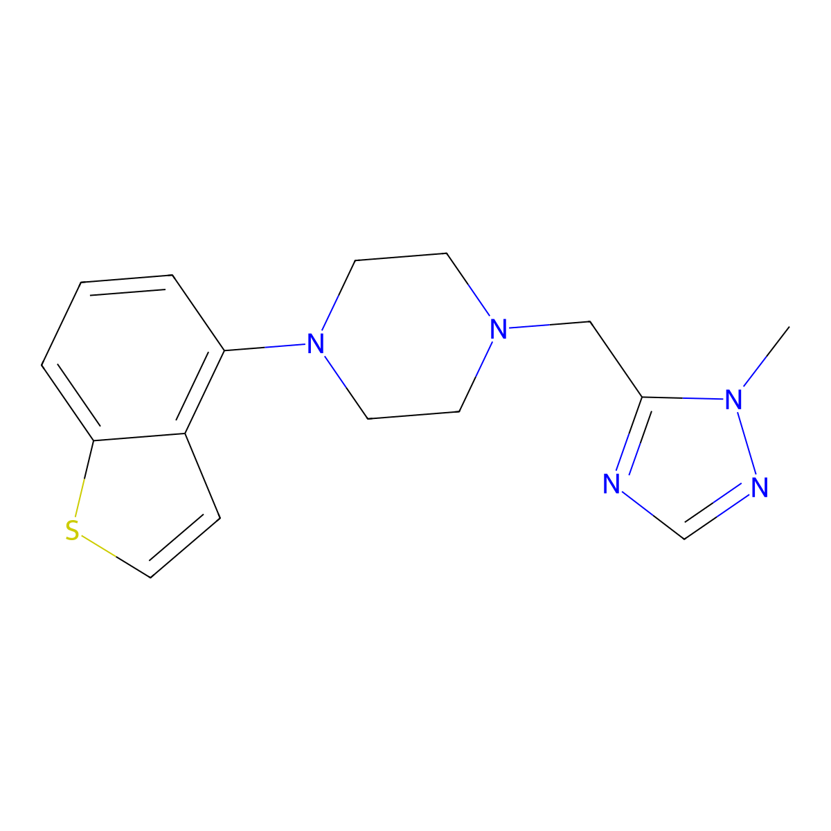 1-(1-benzothiophen-4-yl)-4-[(1-methyl-1H-1,2,4-triazol-5-yl)methyl]piperazine molecular structure, CAS 2877655-68-8