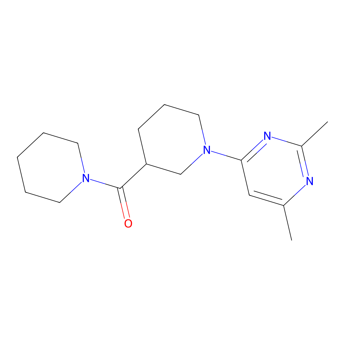 2,4-Dimethyl-6-[3-(piperidine-1-carbonyl)piperidin-1-yl]pyrimidine molecular structure, CAS 2877655-74-6