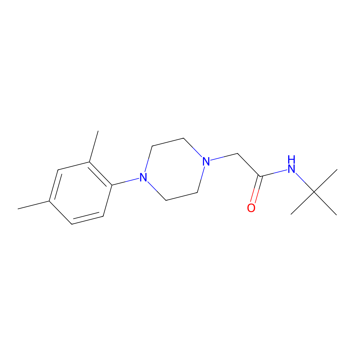 N-tert-butyl-2-[4-(2,4-dimethylphenyl)piperazin-1-yl]acetamide molecular structure, CAS 2877655-75-7