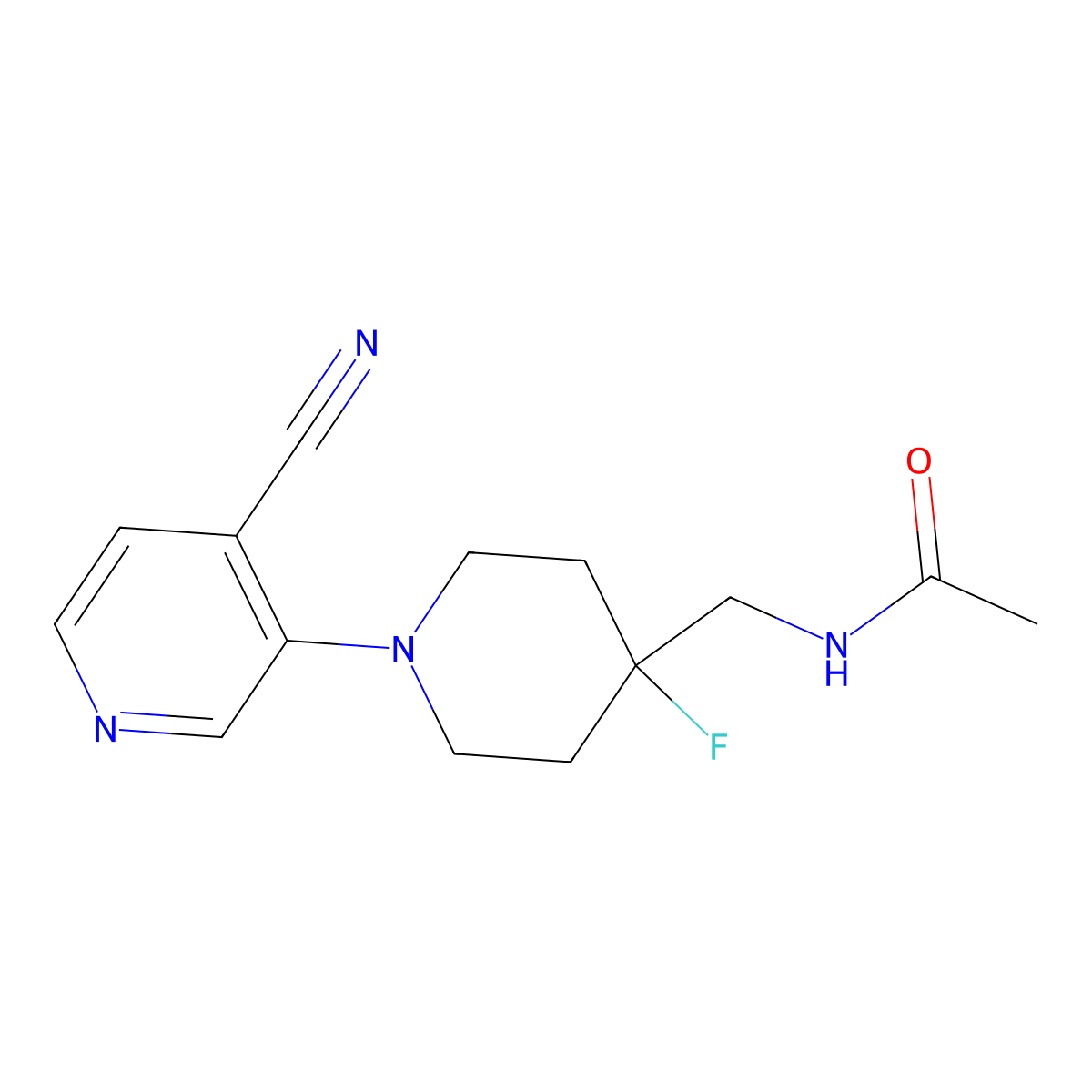 N-{[1-(4-cyanopyridin-3-yl)-4-fluoropiperidin-4-yl]methyl}acetamide molecular structure, CAS 2877655-78-0