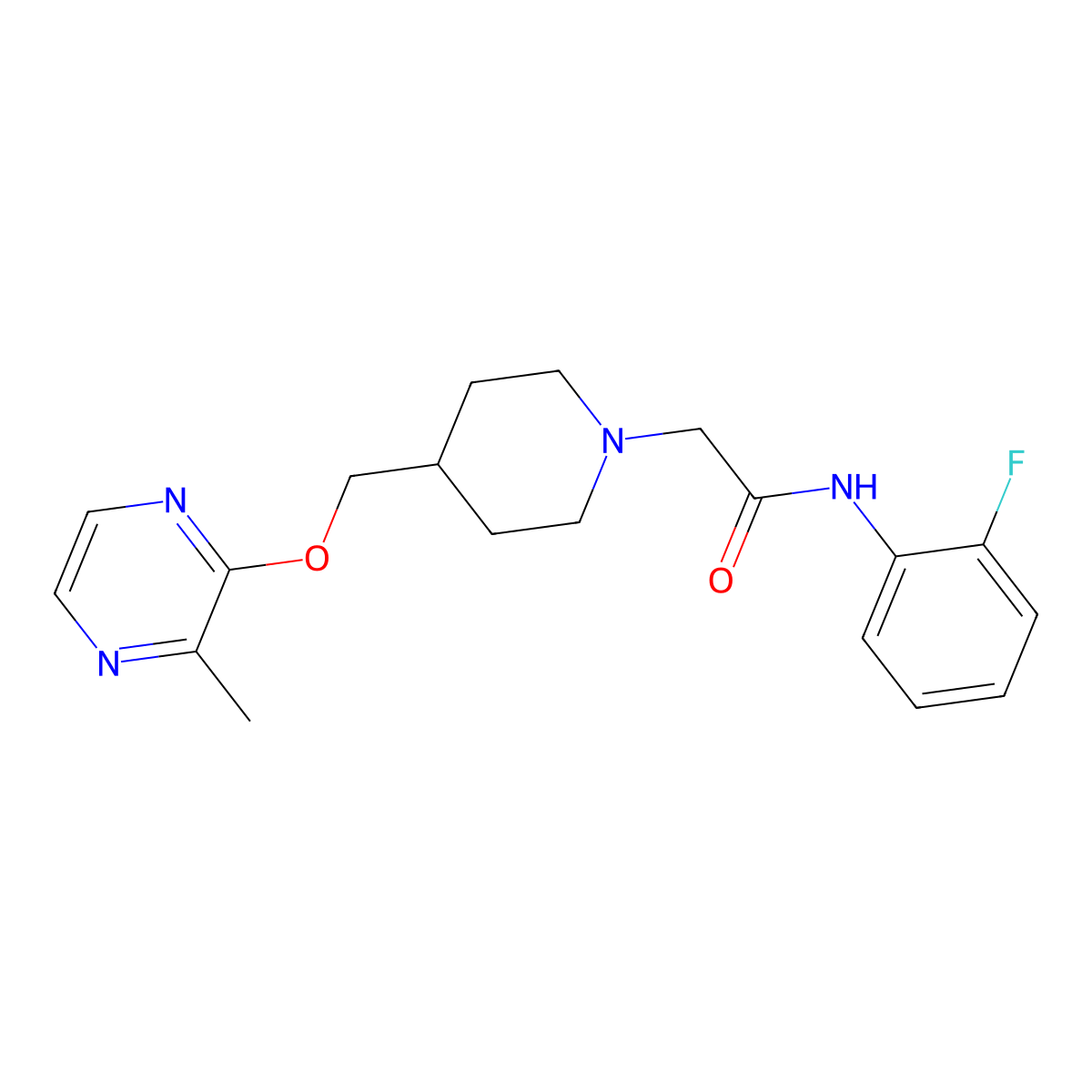 N-(2-fluorophenyl)-2-(4-{[(3-methylpyrazin-2-yl)oxy]methyl}piperidin-1-yl)acetamide molecular structure, CAS 2877655-79-1