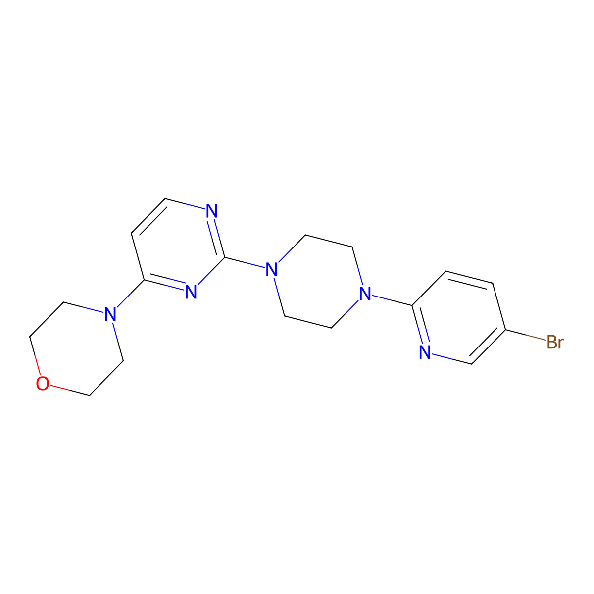 4-{2-[4-(5-Bromopyridin-2-yl)piperazin-1-yl]pyrimidin-4-yl}morpholine molecular structure, CAS 2877655-80-4