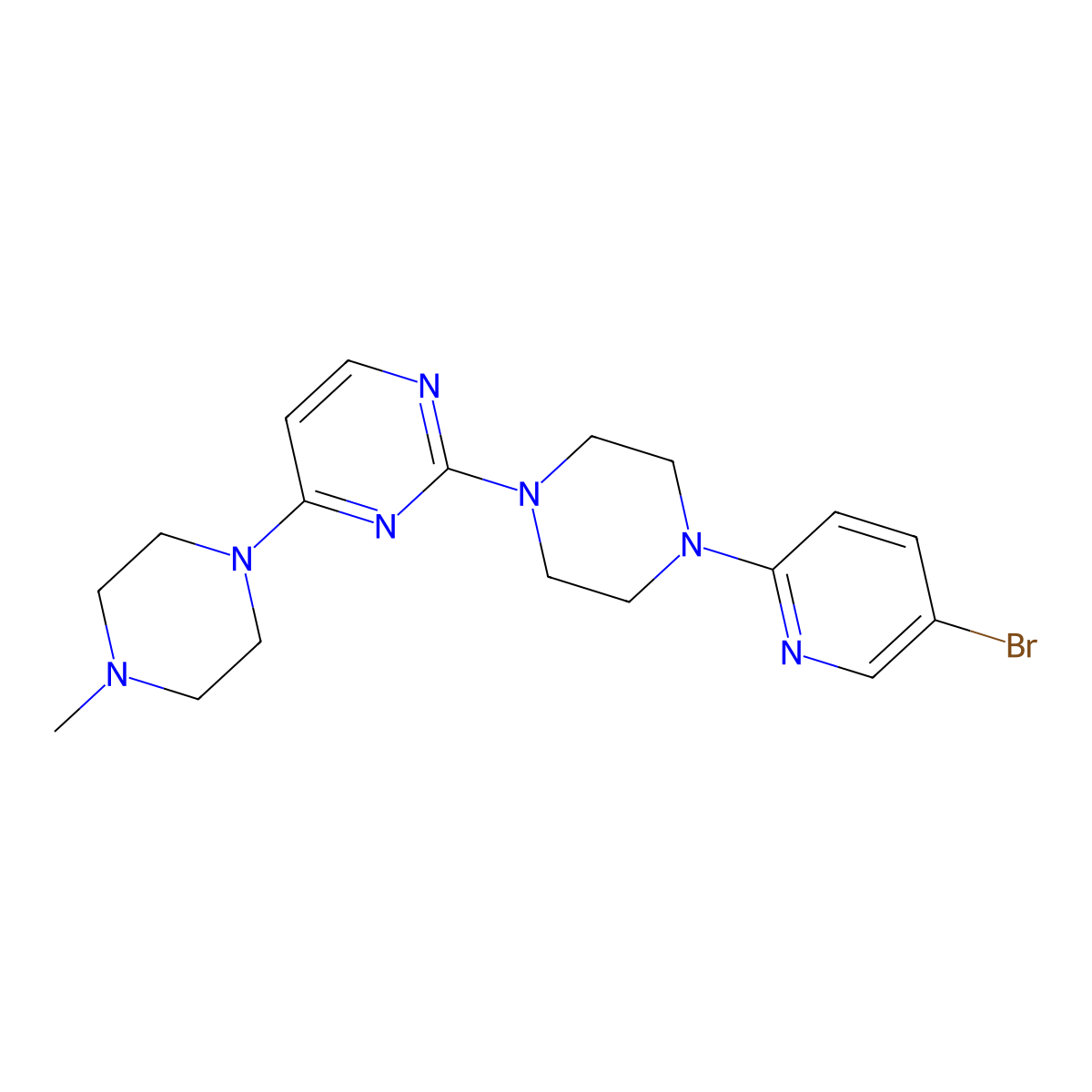2-[4-(5-Bromopyridin-2-yl)piperazin-1-yl]-4-(4-methylpiperazin-1-yl)pyrimidine molecular structure, CAS 2877655-89-3