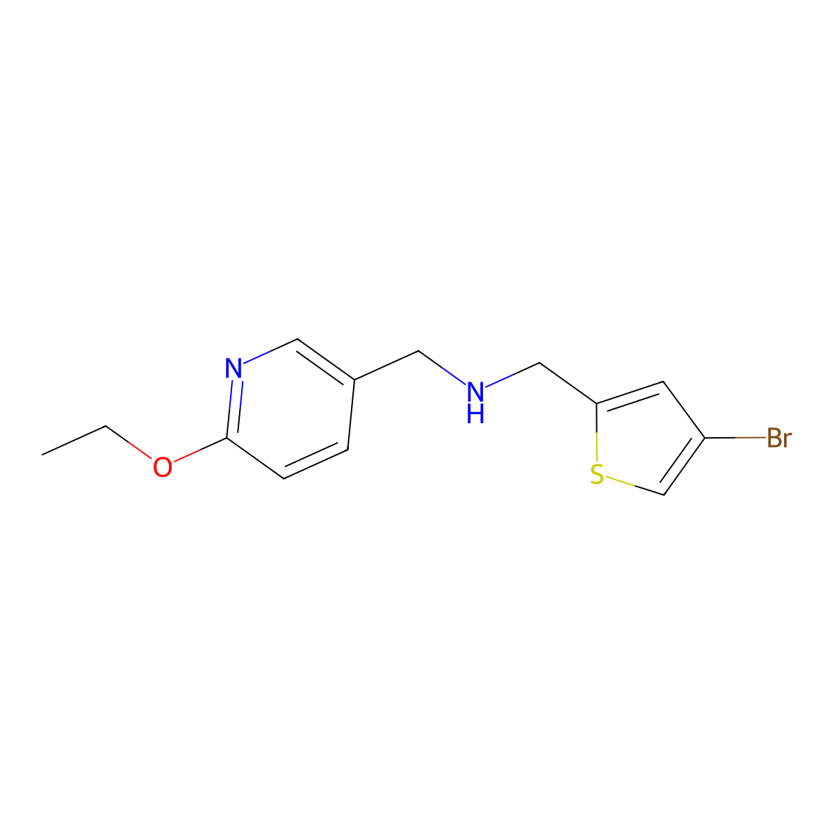 [(4-Bromothiophen-2-yl)methyl][(6-ethoxypyridin-3-yl)methyl]amine molecular structure, CAS 2877655-90-6