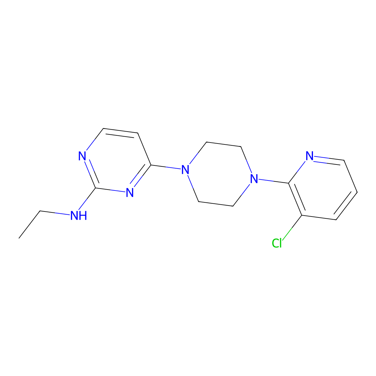 4-[4-(3-chloropyridin-2-yl)piperazin-1-yl]-N-ethylpyrimidin-2-amine molecular structure, CAS 2877655-91-7