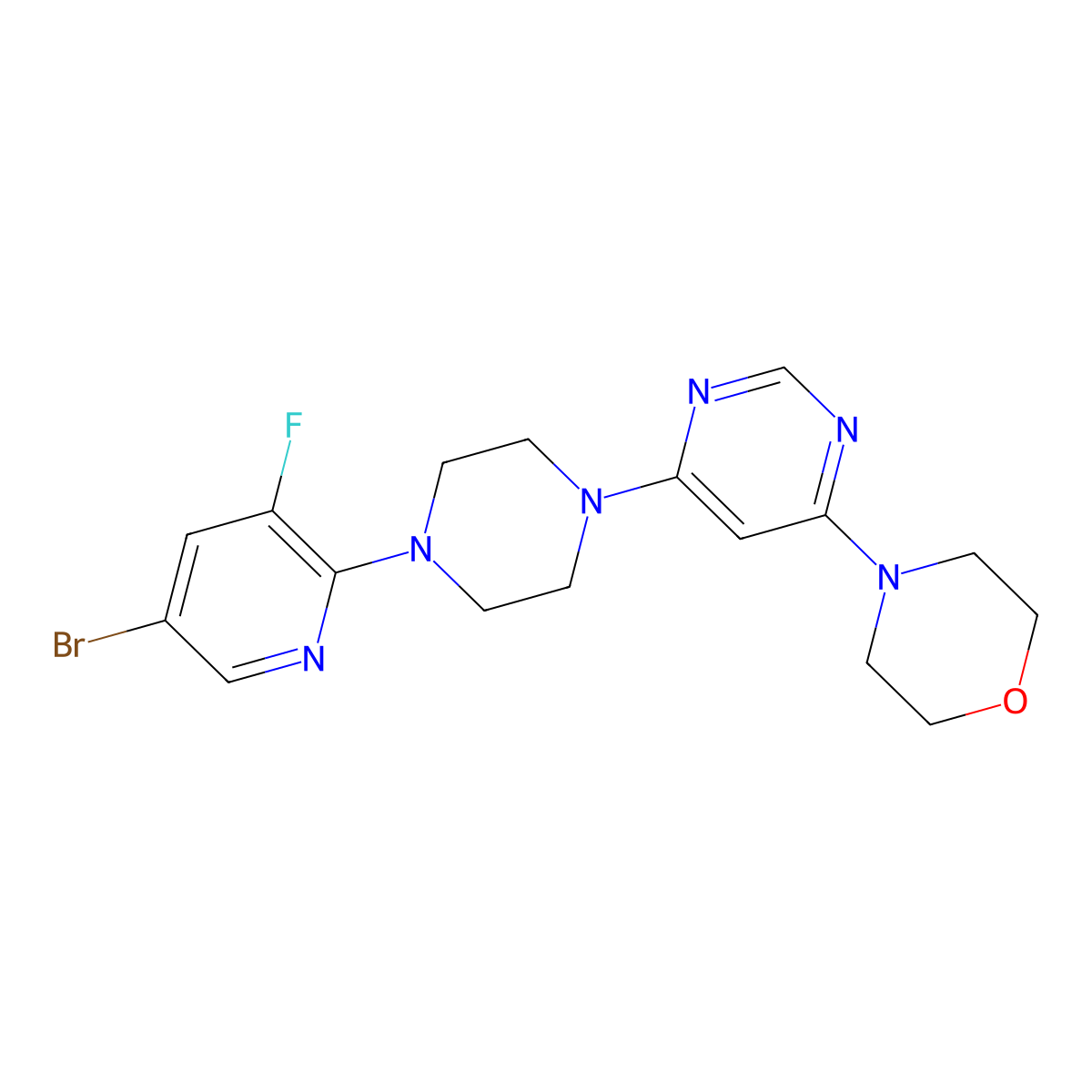 4-{6-[4-(5-Bromo-3-fluoropyridin-2-yl)piperazin-1-yl]pyrimidin-4-yl}morpholine molecular structure, CAS 2877655-95-1