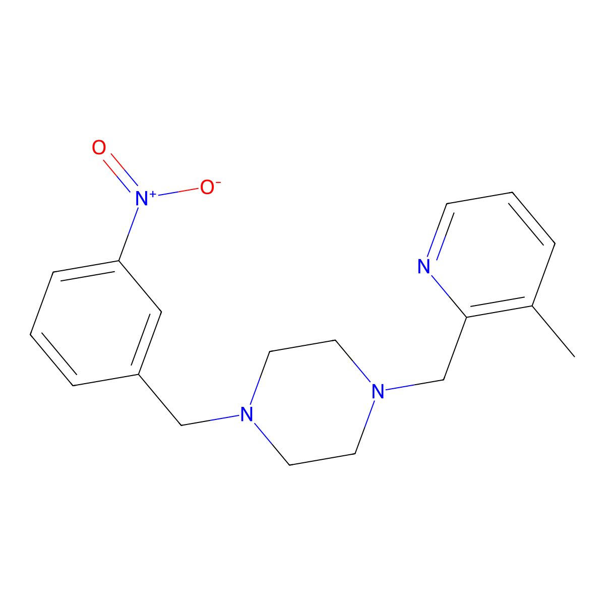 1-[(3-Methylpyridin-2-yl)methyl]-4-[(3-nitrophenyl)methyl]piperazine molecular structure, CAS 2877655-97-3