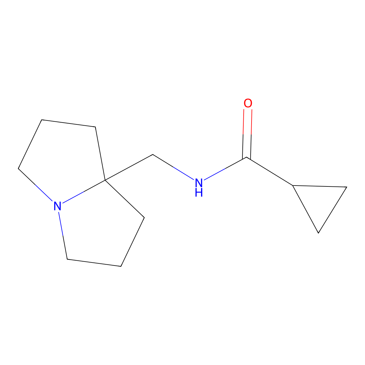 N-[(hexahydro-1H-pyrrolizin-7a-yl)methyl]cyclopropanecarboxamide molecular structure, CAS 2877655-98-4