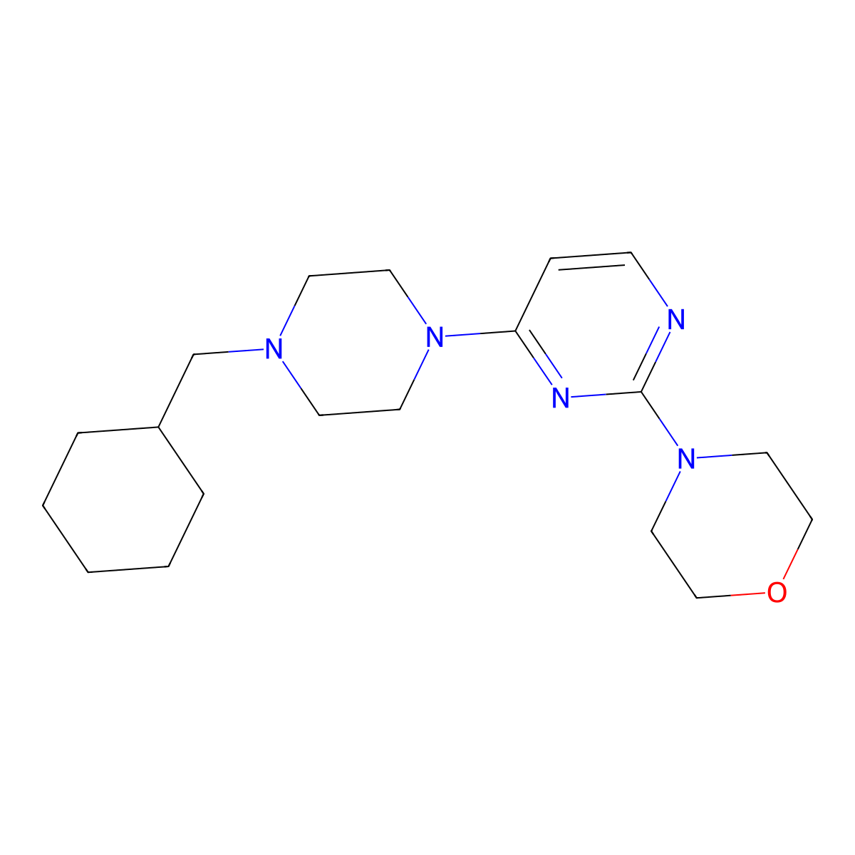 4-{4-[4-(Cyclohexylmethyl)piperazin-1-yl]pyrimidin-2-yl}morpholine molecular structure, CAS 2877656-02-3