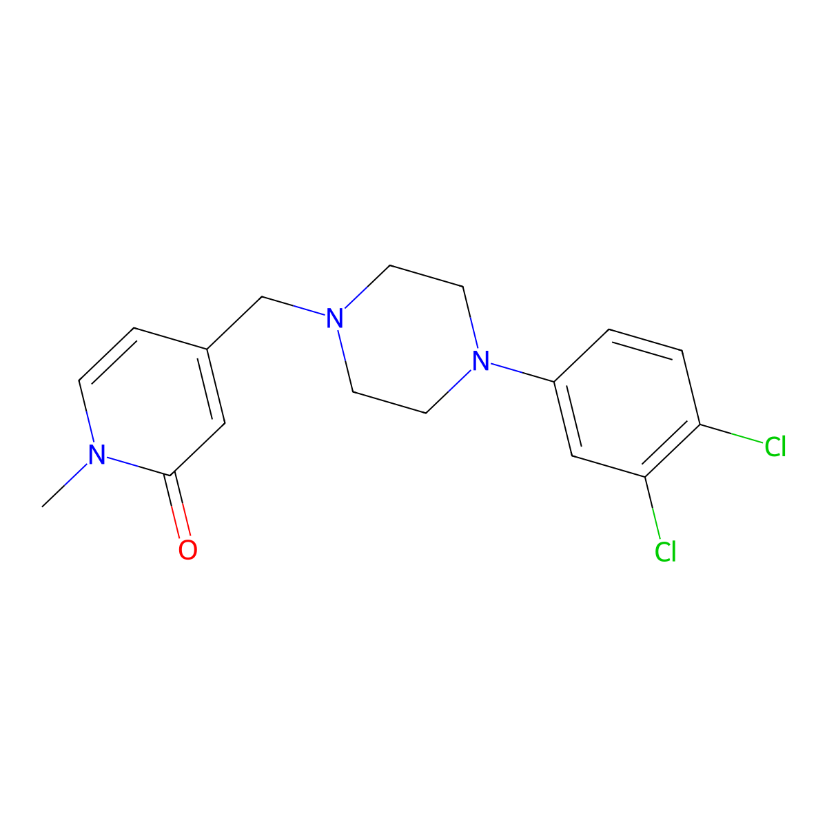 4-{[4-(3,4-Dichlorophenyl)piperazin-1-yl]methyl}-1-methyl-1,2-dihydropyridin-2-one molecular structure, CAS 2877656-06-7