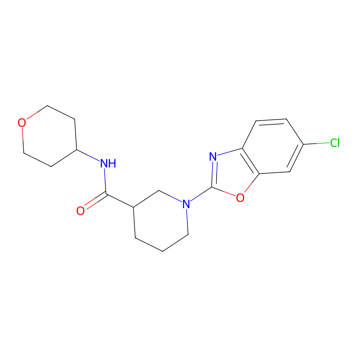 1-(6-chloro-1,3-benzoxazol-2-yl)-N-(oxan-4-yl)piperidine-3-carboxamide molecular structure, CAS 2877656-07-8