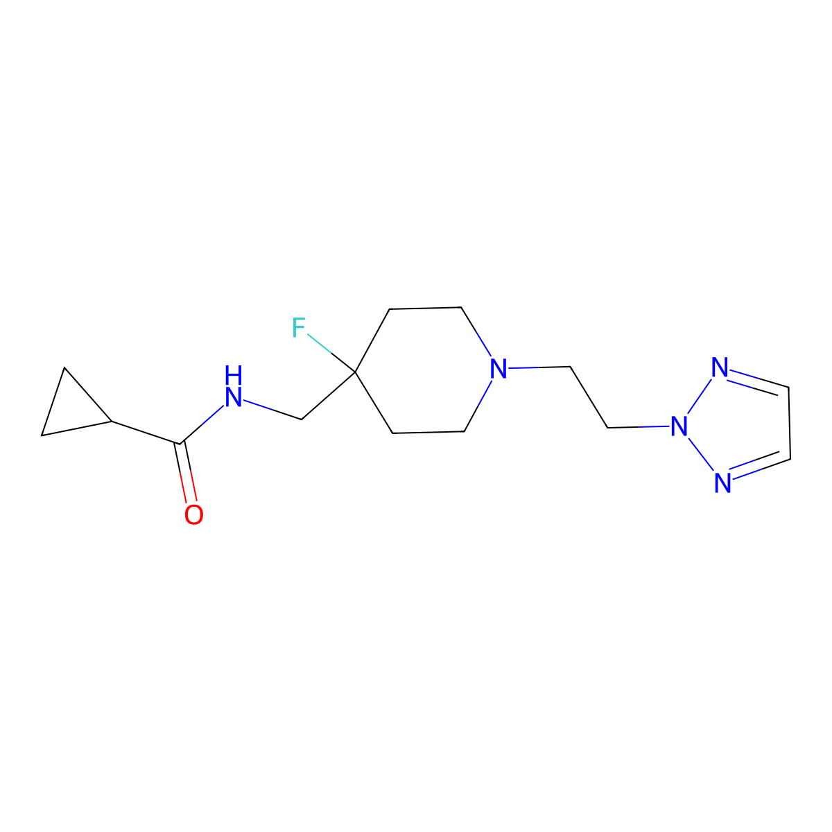 N-({4-fluoro-1-[2-(2H-1,2,3-triazol-2-yl)ethyl]piperidin-4-yl}methyl)cyclopropanecarboxamide molecular structure, CAS 2877656-18-1