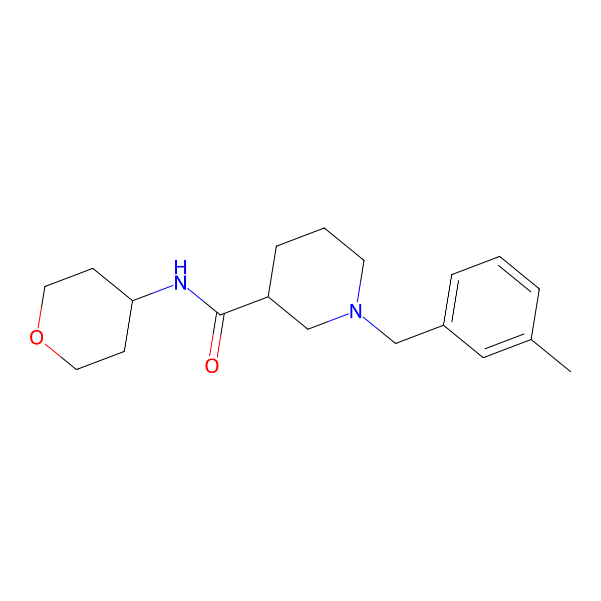 1-[(3-methylphenyl)methyl]-N-(oxan-4-yl)piperidine-3-carboxamide molecular structure, CAS 2877656-24-9