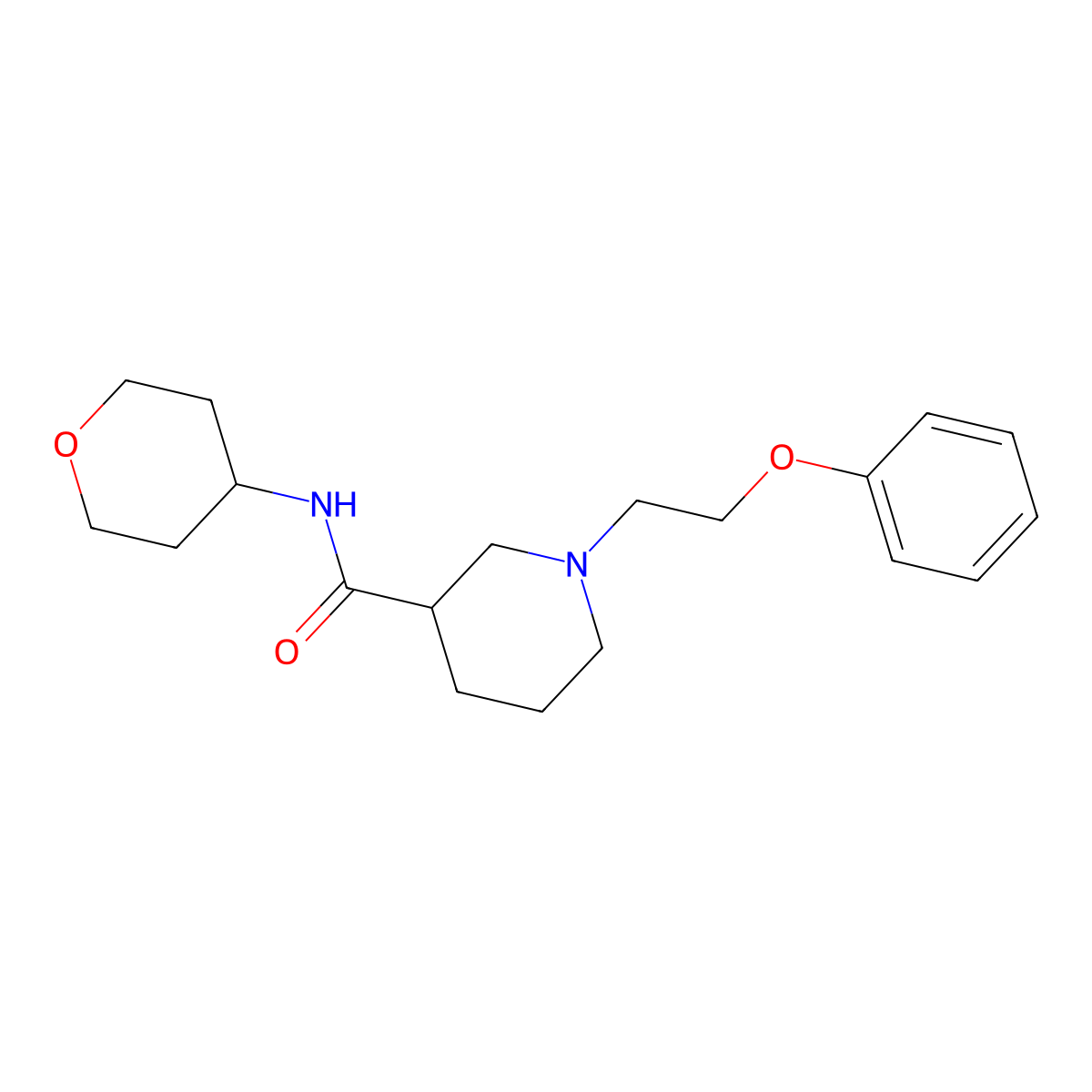 N-(oxan-4-yl)-1-(2-phenoxyethyl)piperidine-3-carboxamide molecular structure, CAS 2877656-37-4
