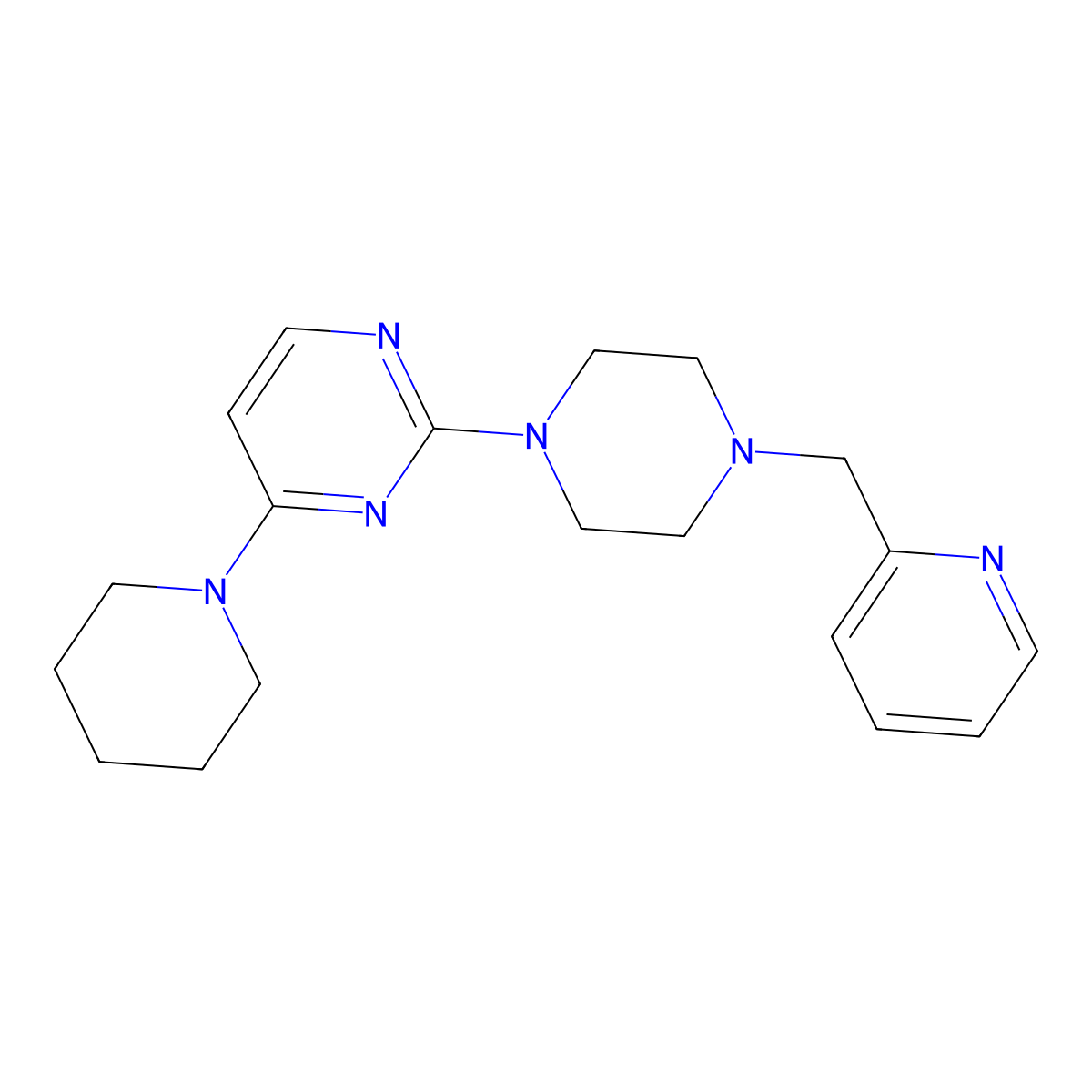 4-(Piperidin-1-yl)-2-{4-[(pyridin-2-yl)methyl]piperazin-1-yl}pyrimidine molecular structure, CAS 2877656-43-2