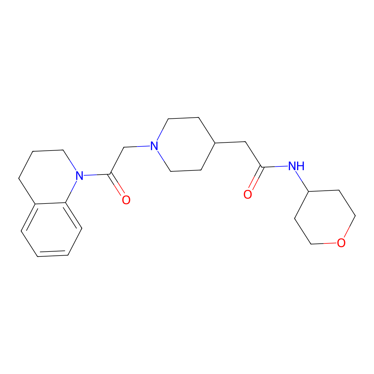 N-(oxan-4-yl)-2-{1-[2-oxo-2-(1,2,3,4-tetrahydroquinolin-1-yl)ethyl]piperidin-4-yl}acetamide molecular structure, CAS 2877656-45-4