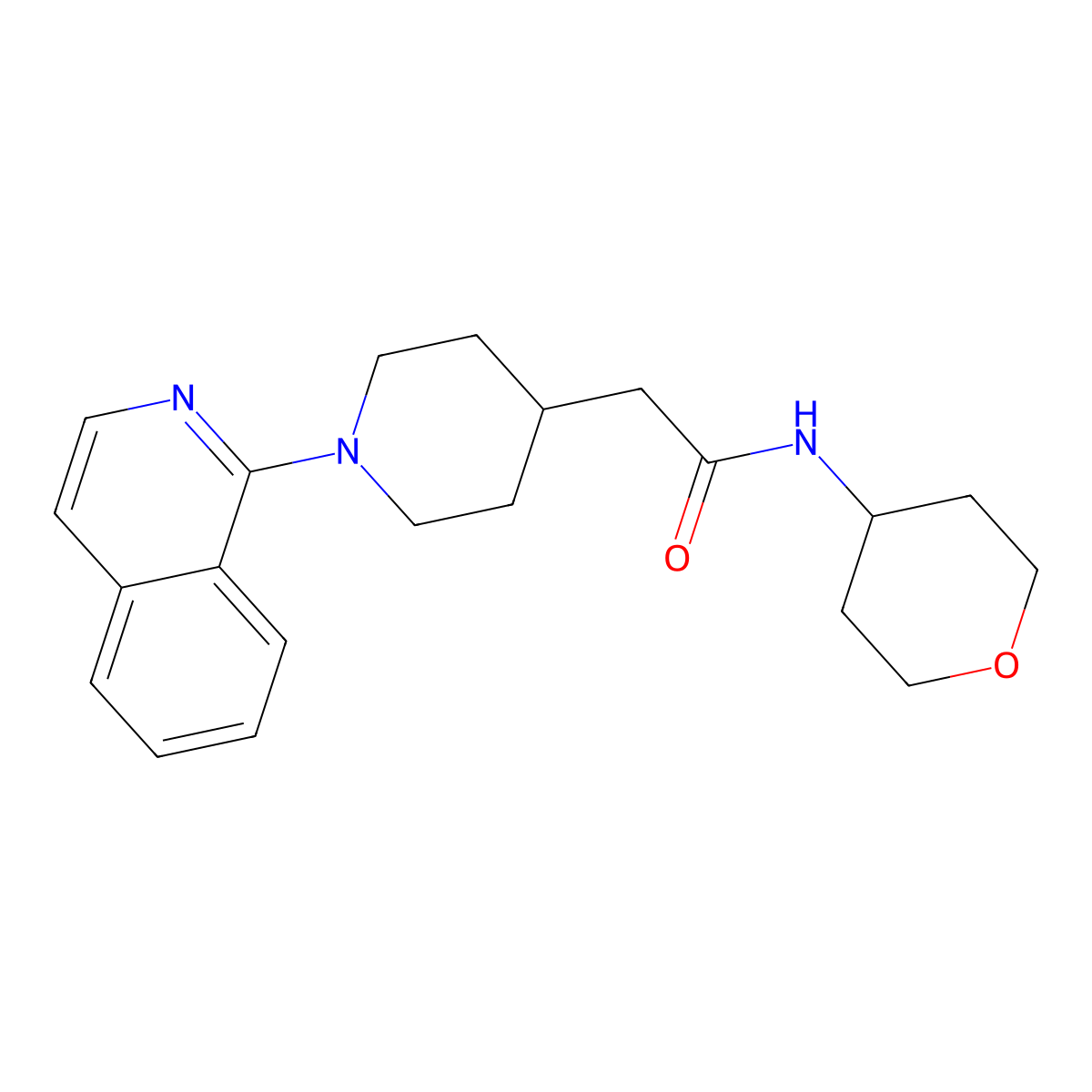 2-[1-(isoquinolin-1-yl)piperidin-4-yl]-N-(oxan-4-yl)acetamide molecular structure, CAS 2877656-55-6