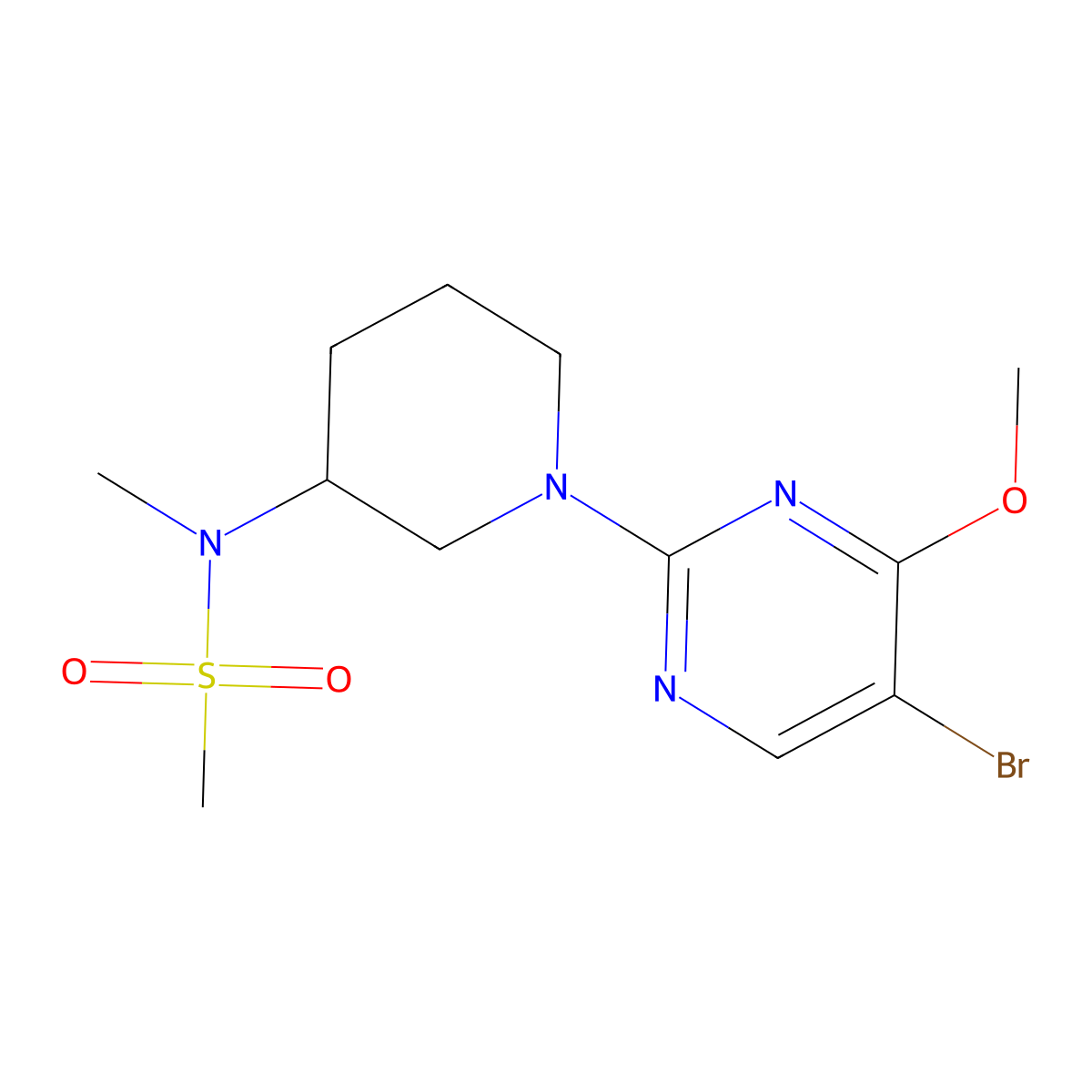 N-[1-(5-bromo-4-methoxypyrimidin-2-yl)piperidin-3-yl]-N-methylmethanesulfonamide molecular structure, CAS 2877656-57-8