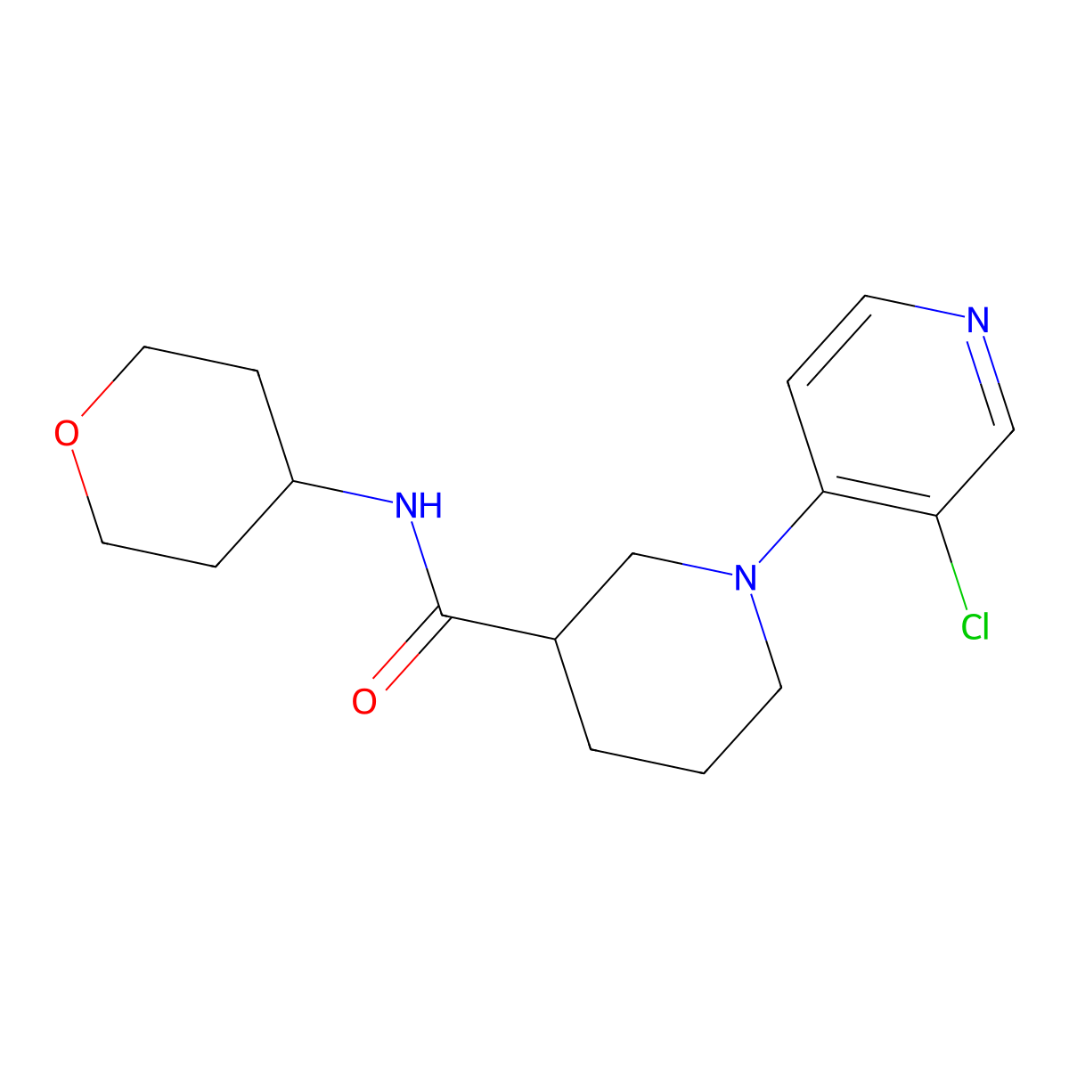 1-(3-chloropyridin-4-yl)-N-(oxan-4-yl)piperidine-3-carboxamide molecular structure, CAS 2877656-58-9