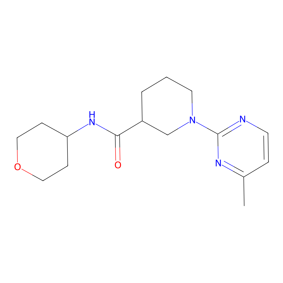 1-(4-methylpyrimidin-2-yl)-N-(oxan-4-yl)piperidine-3-carboxamide molecular structure, CAS 2877656-61-4