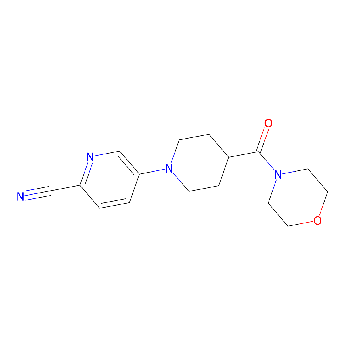 5-[4-(Morpholine-4-carbonyl)piperidin-1-yl]pyridine-2-carbonitrile molecular structure, CAS 2877656-71-6