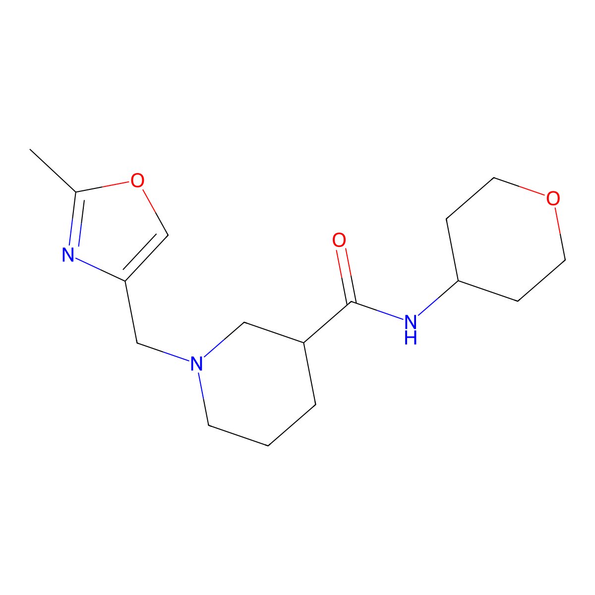 1-[(2-methyl-1,3-oxazol-4-yl)methyl]-N-(oxan-4-yl)piperidine-3-carboxamide molecular structure, CAS 2877656-74-9
