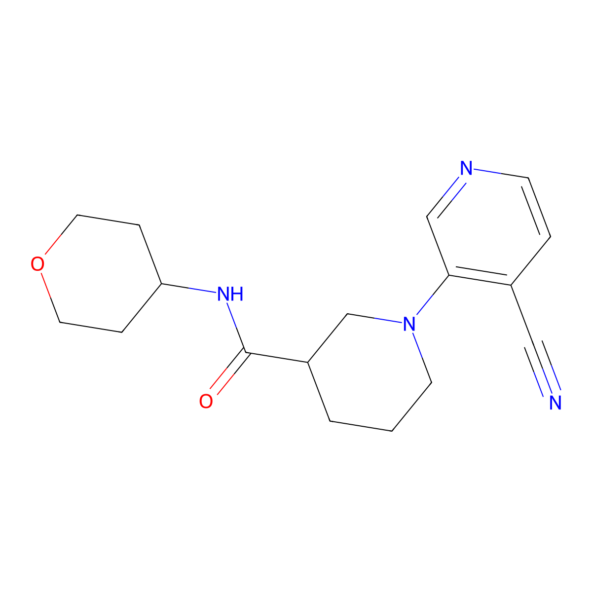 1-(4-cyanopyridin-3-yl)-N-(oxan-4-yl)piperidine-3-carboxamide molecular structure, CAS 2877656-76-1