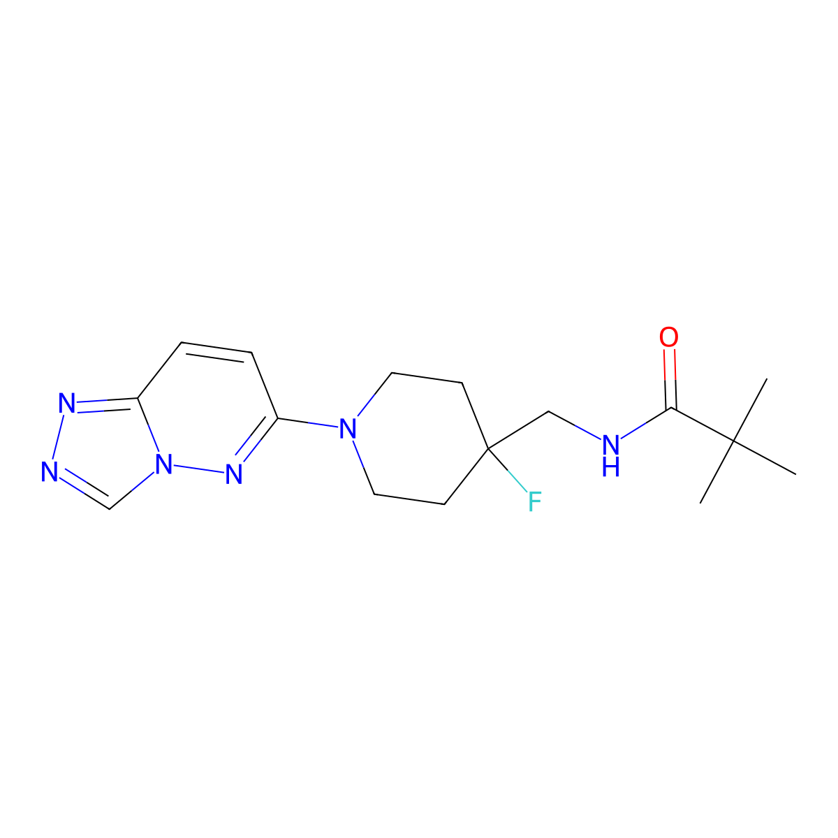 N-[(4-fluoro-1-{[1,2,4]triazolo[4,3-b]pyridazin-6-yl}piperidin-4-yl)methyl]-2,2-dimethylpropanamide molecular structure, CAS 2877656-81-8