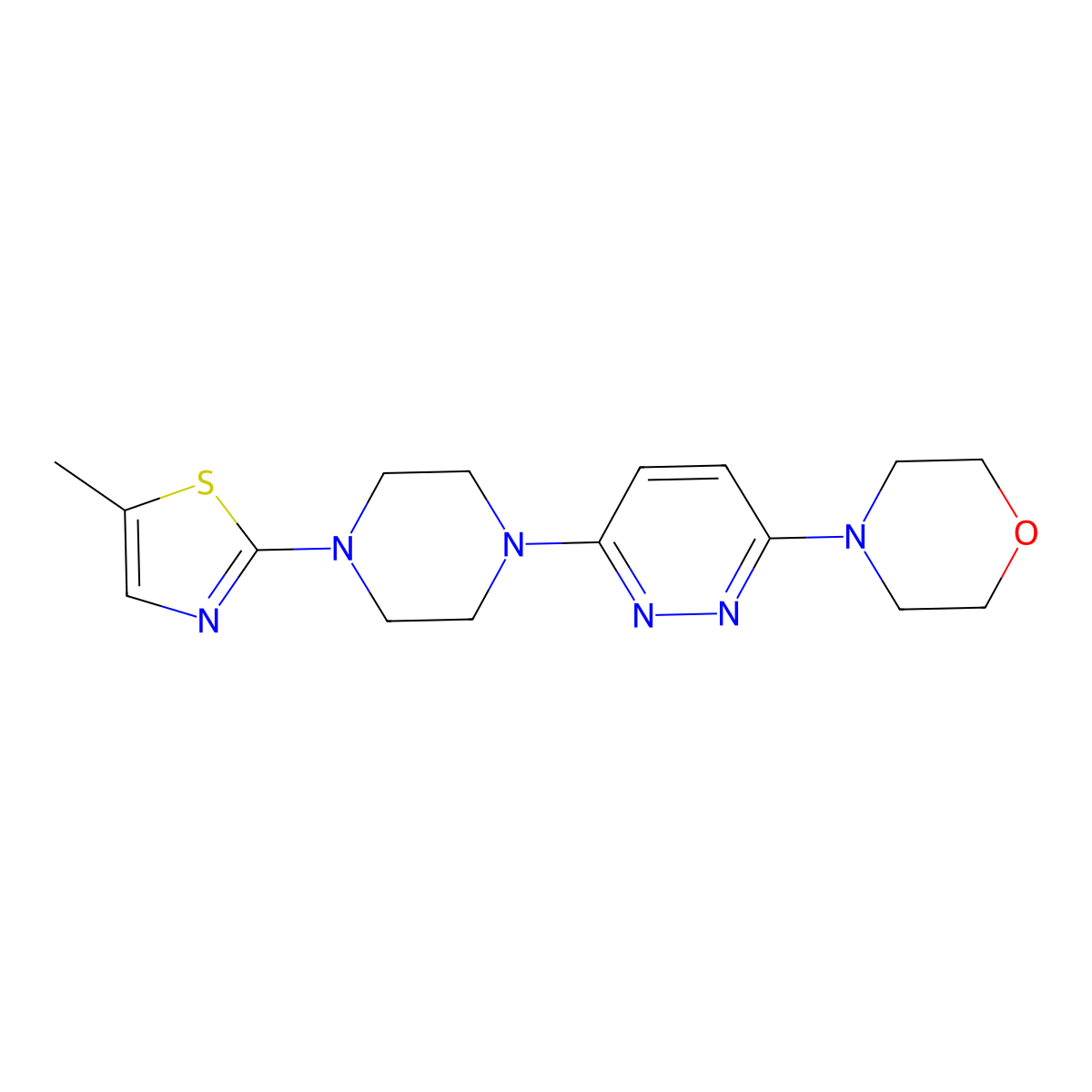 4-{6-[4-(5-Methyl-1,3-thiazol-2-yl)piperazin-1-yl]pyridazin-3-yl}morpholine molecular structure, CAS 2877656-92-1