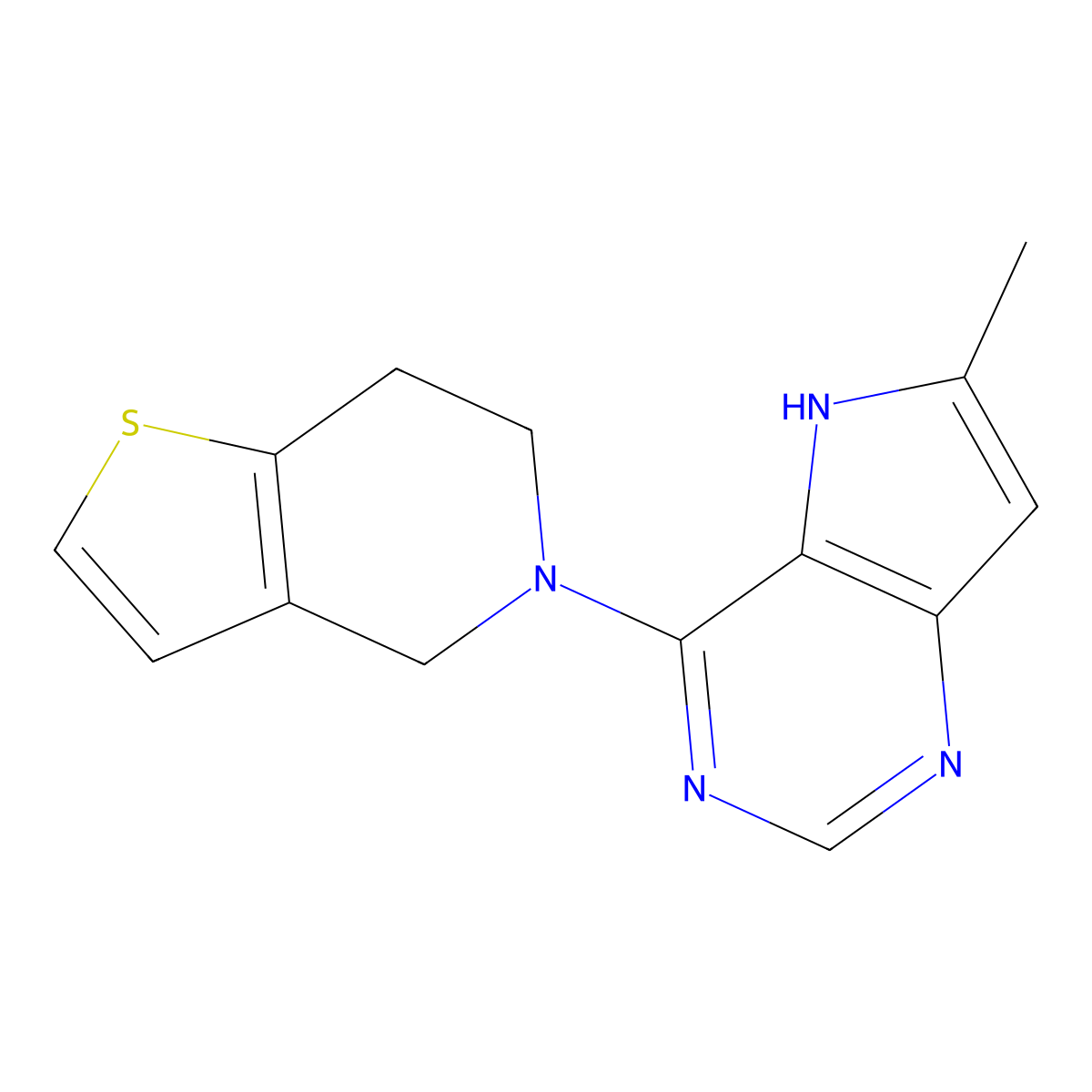 6-methyl-4-{4H,5H,6H,7H-thieno[3,2-c]pyridin-5-yl}-5H-pyrrolo[3,2-d]pyrimidine molecular structure, CAS 2877657-09-3