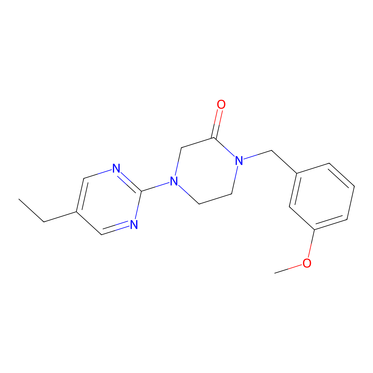 4-(5-Ethylpyrimidin-2-yl)-1-[(3-methoxyphenyl)methyl]piperazin-2-one molecular structure, CAS 2877657-11-7